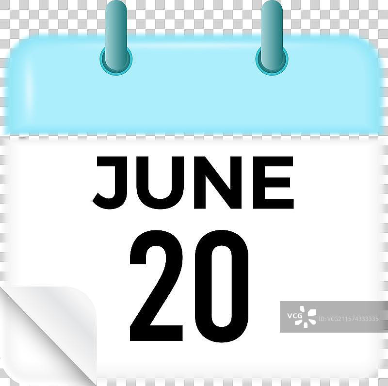 六月二十日 - 日历和时间规划器每日使用图片素材