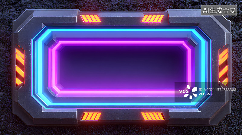 【AI数字艺术】抽象科技风矩形窗口特写插图图片素材