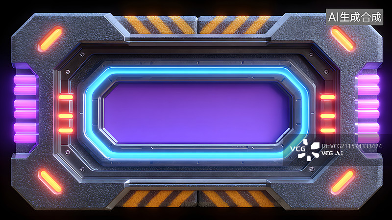 【AI数字艺术】抽象科技风矩形窗口特写插图图片素材