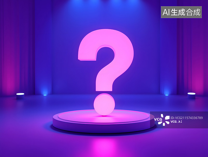 【AI数字艺术】想法问题的问号概念插图图片素材