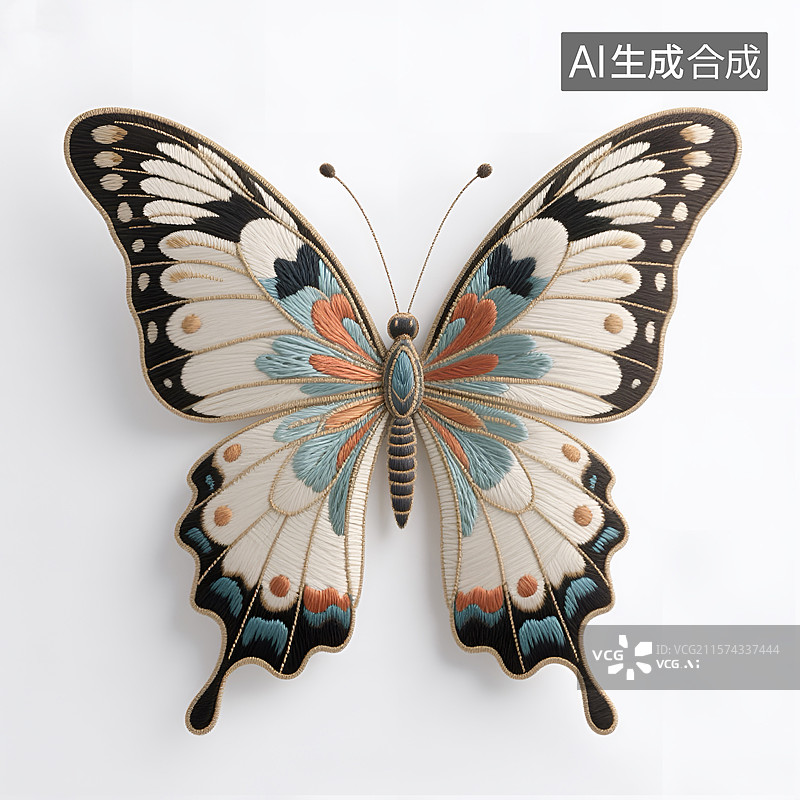【AI数字艺术】一只精致的彩色蝴蝶工艺品图片素材