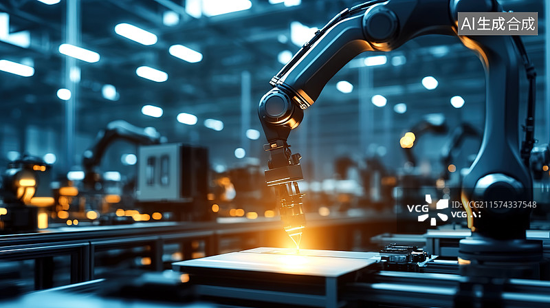 【AI数字艺术】科技风机械臂和智能制造概念图片素材