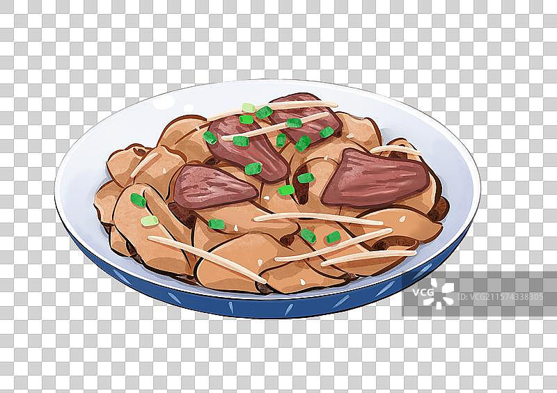 干炒牛河粤菜特色美食手绘风格插画元素图片素材