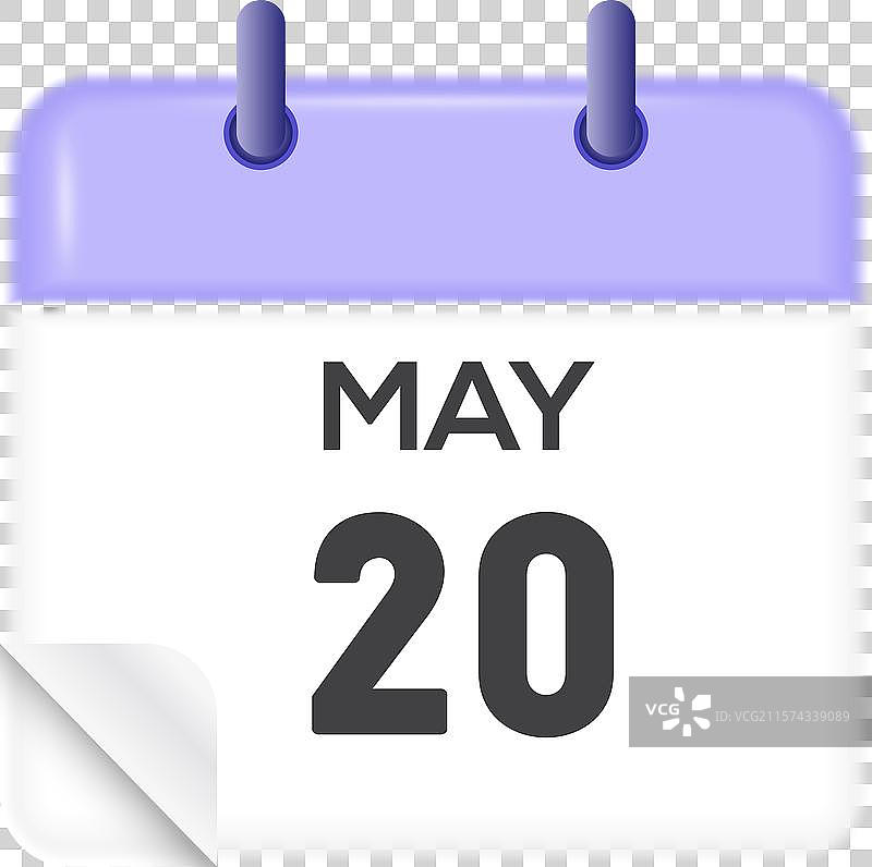 5月20日 - 日历和时间规划器每日日历图片素材