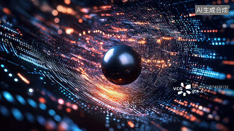 【AI数字艺术】发光球体科技主题暗色背景图片素材