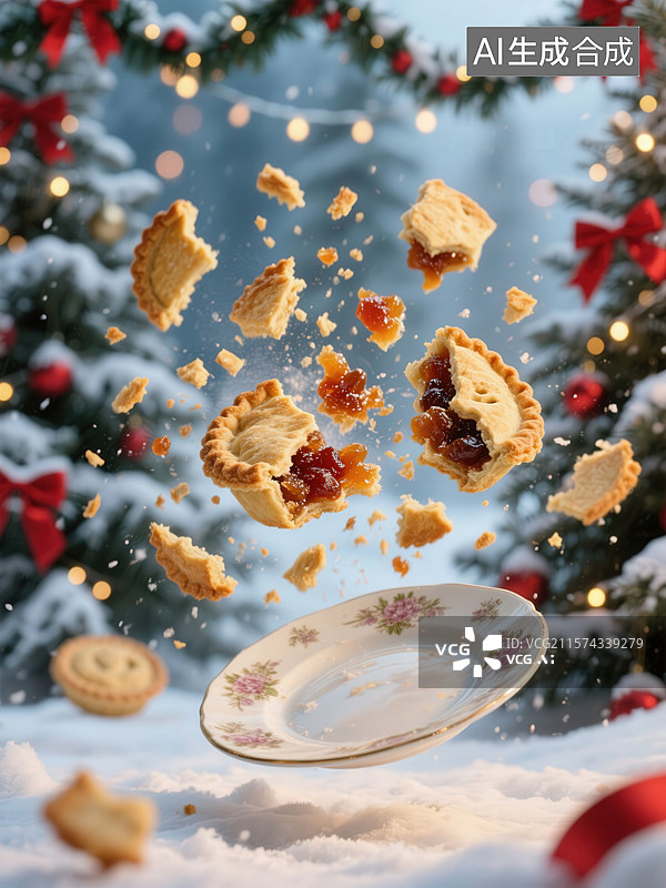【AI数字艺术】圣诞节美食水果派图片素材