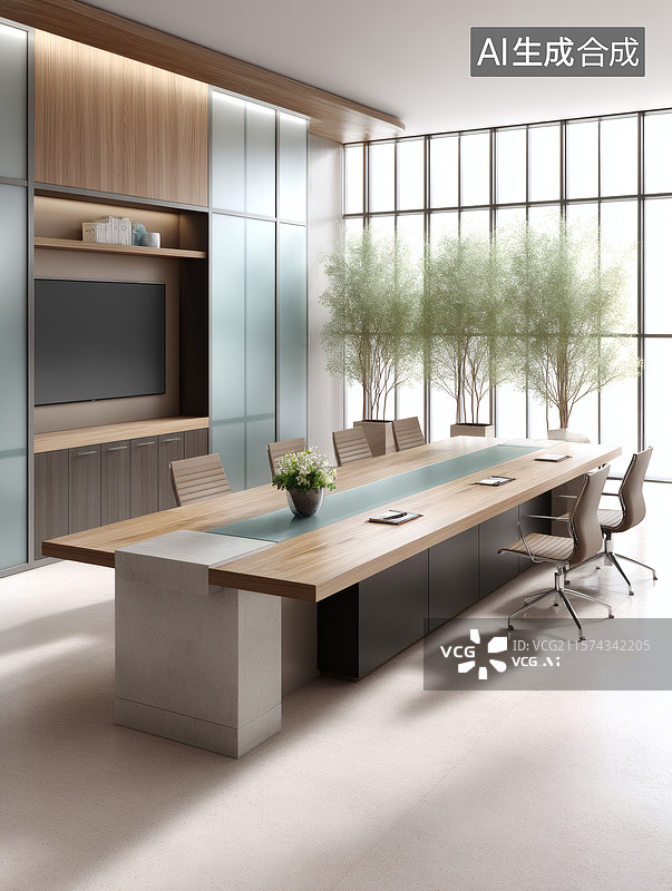 【AI数字艺术】现代简约会议室图片素材