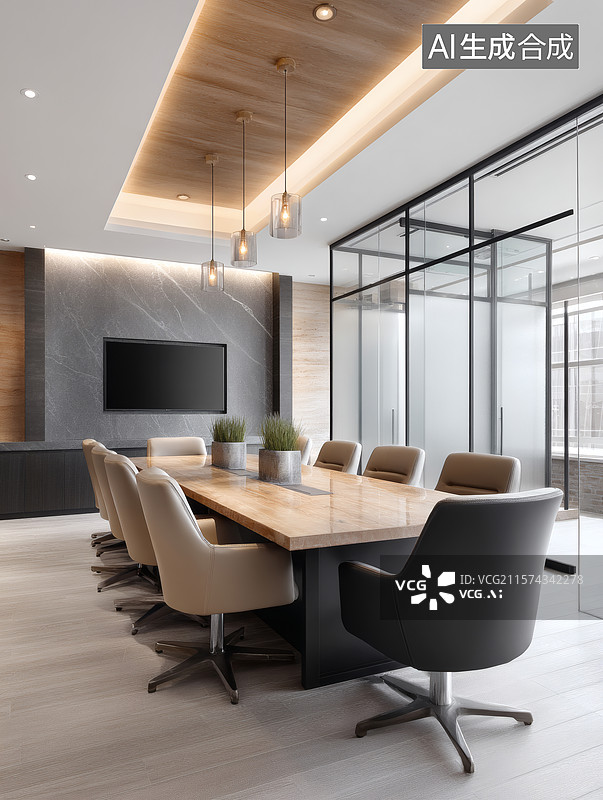【AI数字艺术】现代简约会议室图片素材