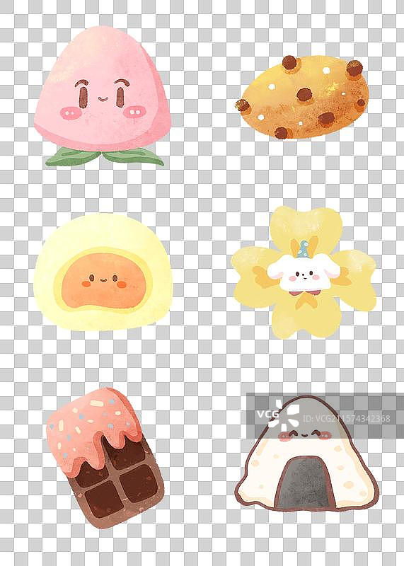 手绘食物动物贴纸小元素图片素材