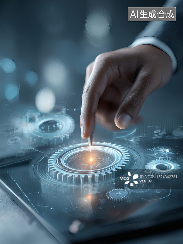 【AI数字艺术】科技触控未来齿轮图片素材