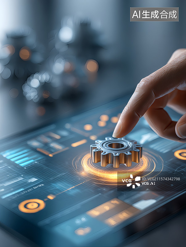 【AI数字艺术】智能触控机械齿轮图片素材
