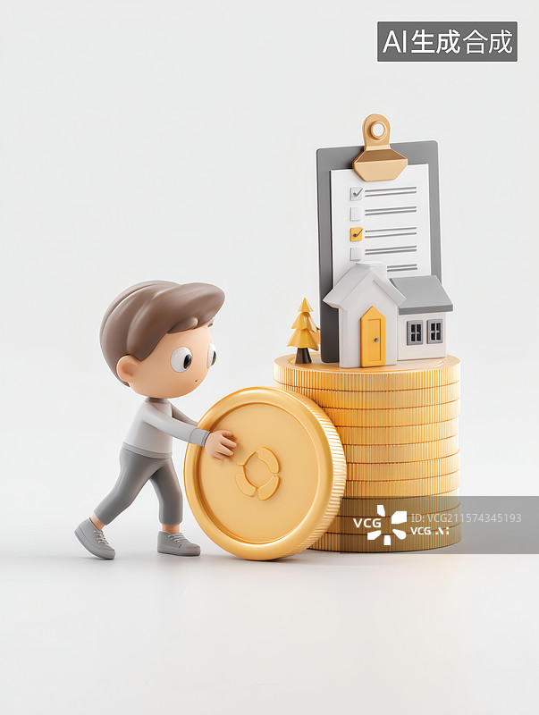【AI数字艺术】努力攒钱买房子图片素材