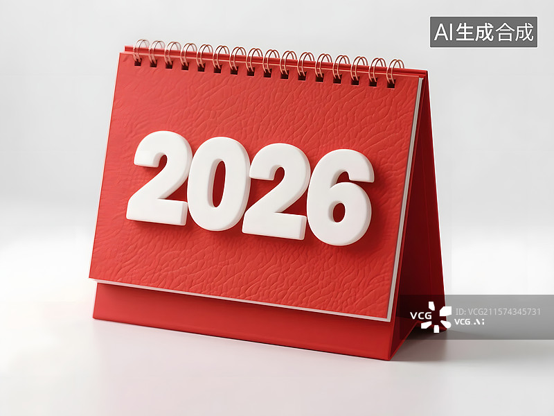【AI数字艺术】2026马年红色质感春节台历图片素材