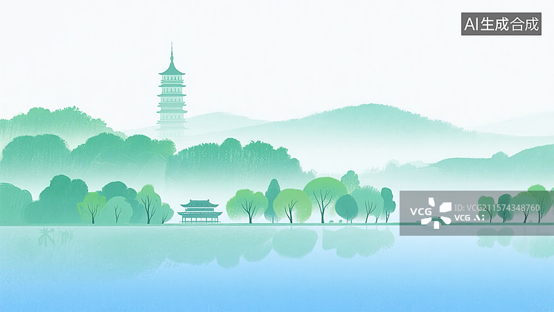 【AI数字艺术】青峦烟霭图片素材