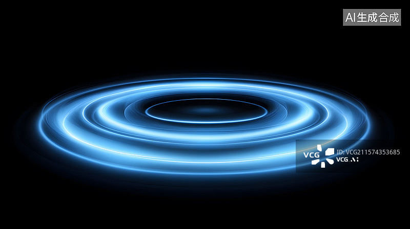 【AI数字艺术】蓝色光环的同心圆图案图片素材