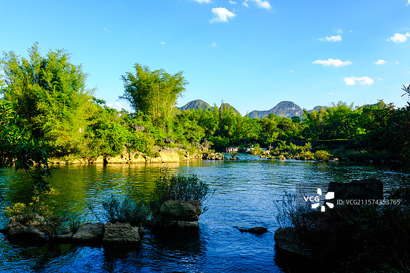 中国广西壮族自治区崇左市大新县洞那屿湾国家4A级景区，大新县黑水河国家湿地公园，中国南方喀斯特，图片素材