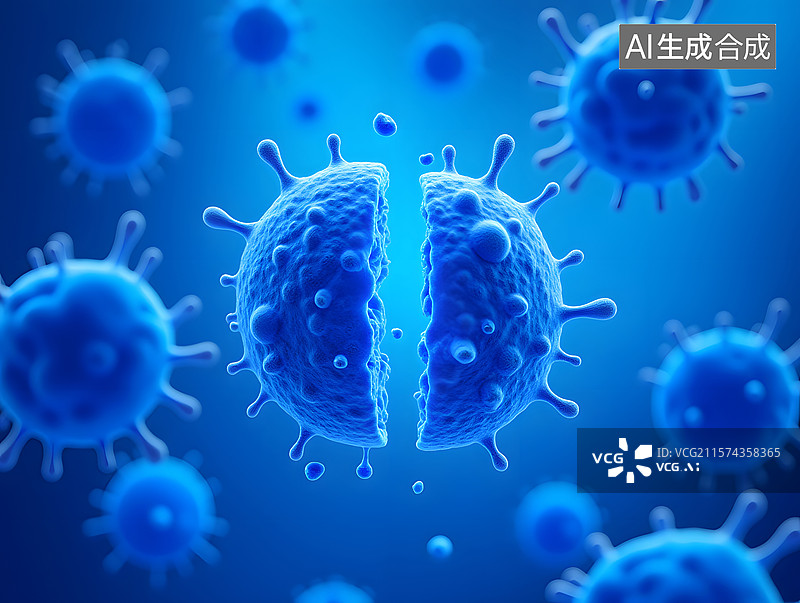 【AI数字艺术】病毒的特写镜头三维渲染场景图片素材