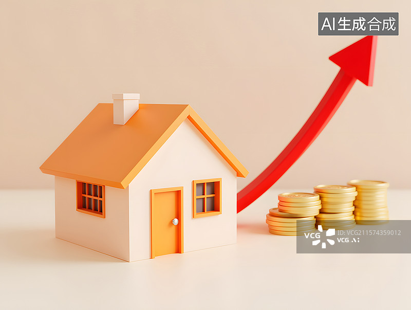 【AI数字艺术】房地产房价调控的金融插图图片素材