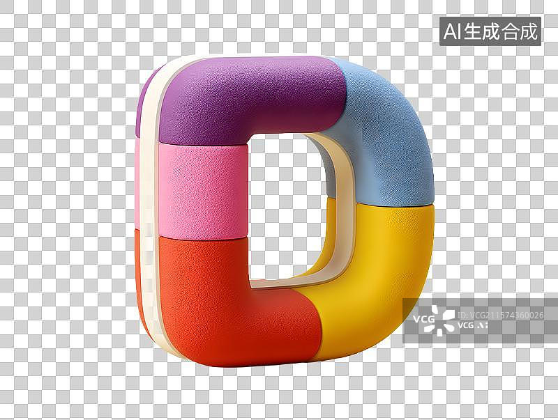 【AI数字艺术】【免抠png素材】3D卡通彩色艺术字英文字母D图片素材