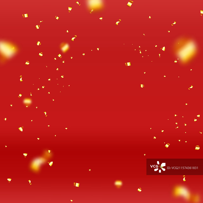红色背景上的3D金色彩带图片素材