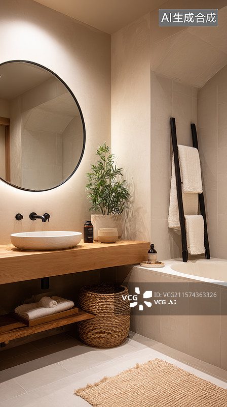 【AI数字艺术】简约现代浴室设计图片素材