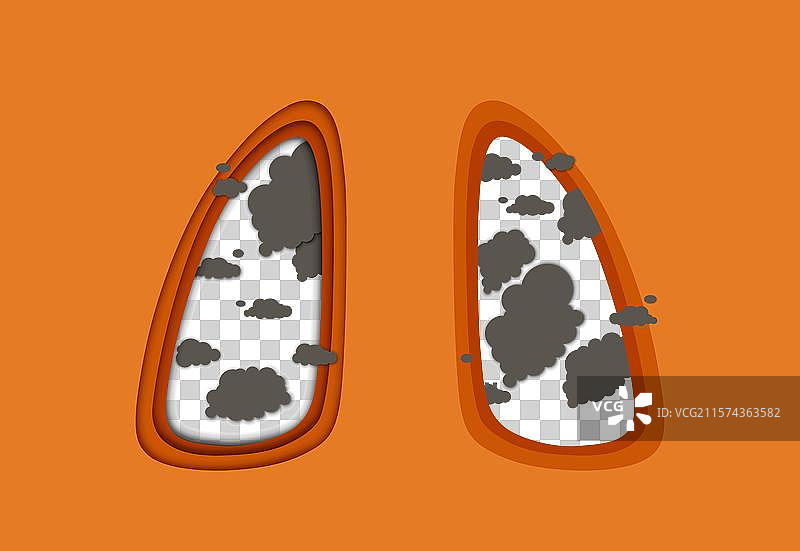 吸烟者的纸雕肺部与香烟烟雾图片素材