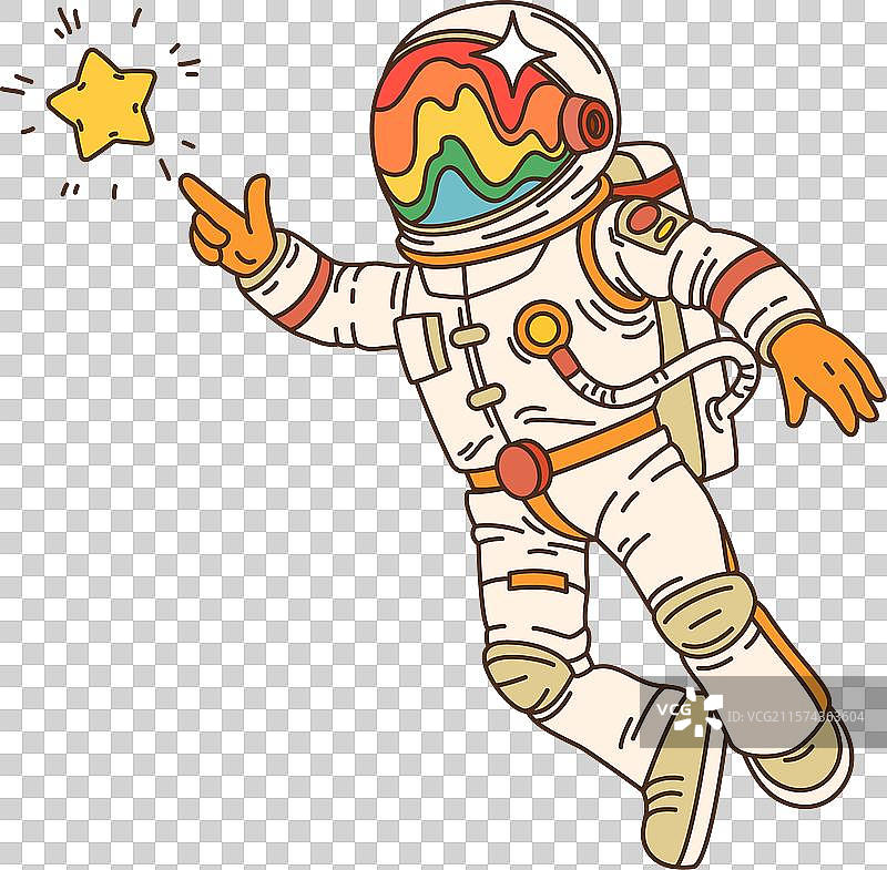 卡通风格的时髦太空宇航员角色图片素材