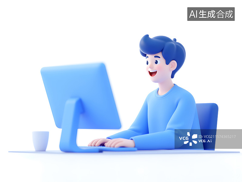 【AI数字艺术】远程办公学习的人物扁平商务插画图片素材