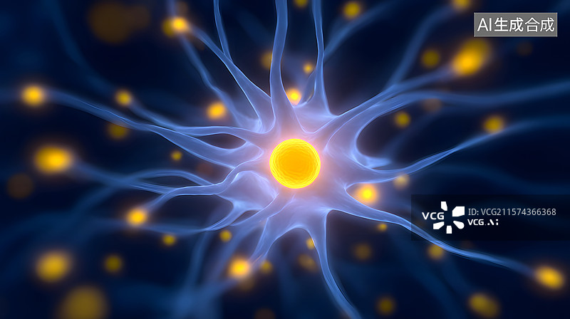 【AI数字艺术】神经元网络构成的大脑内部图像图片素材