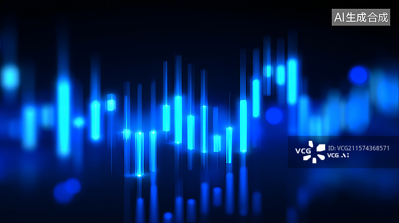 【AI数字艺术】蓝色股票行情图背景插画图片素材