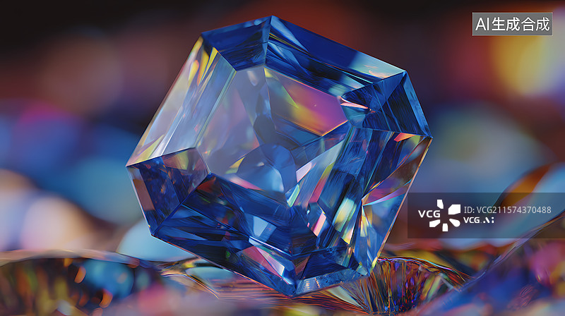 【AI数字艺术】蓝色璀璨钻石图片素材