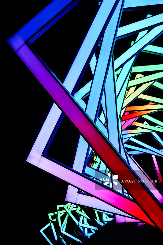 水乡金湖柳树湾湿地公园灯光装置及慢门旋焦摄影素材图片素材