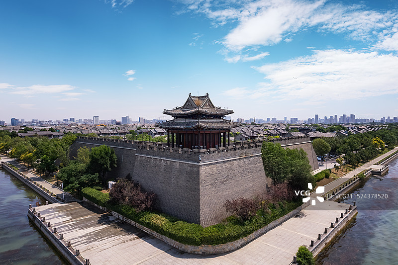 航拍聊城江北水城古城墙与运河文化图片素材