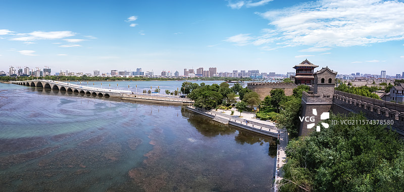 航拍聊城江北水城古城墙与运河文化图片素材