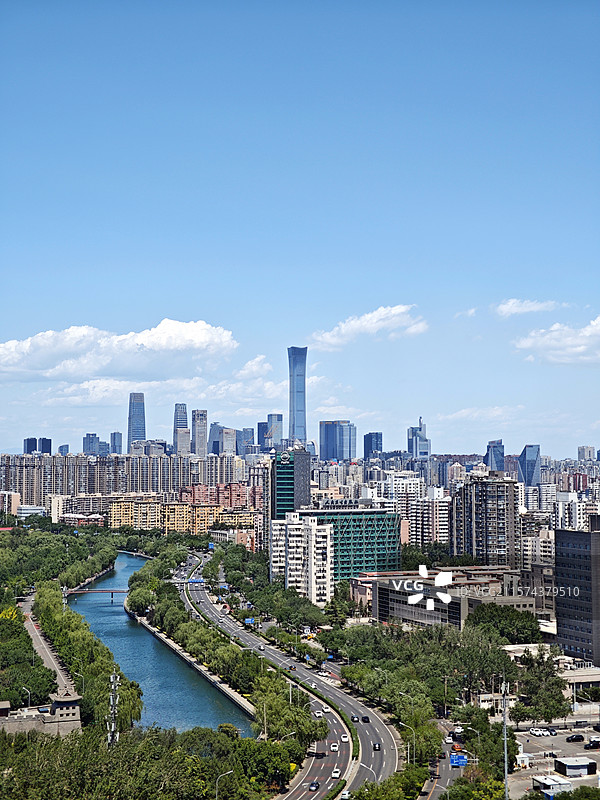 北京夏季国贸CBD城市天际线全景图片素材