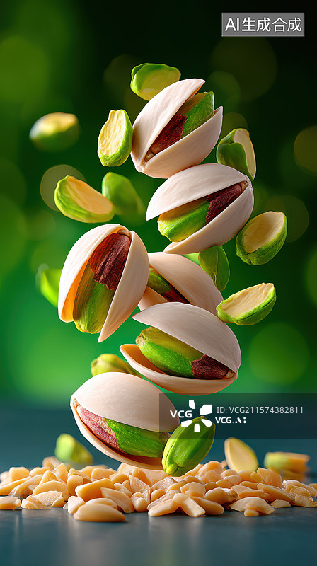 【AI数字艺术】两半开心果 内馅分别为绿色和粉色图片素材