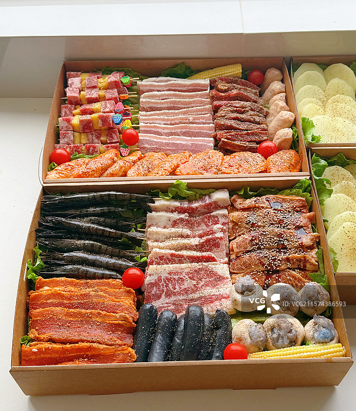 烤肉盒子烧烤美食特写图片素材