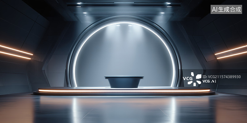 【AI数字艺术】暗色系现代极简陈列室展台设计图片素材