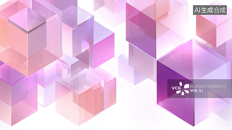 【AI数字艺术】渐变色立方体几何图案图片素材