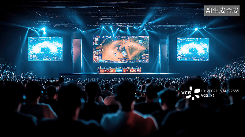 【AI数字艺术】电竞游戏竞赛体育场现场直播场景图片素材