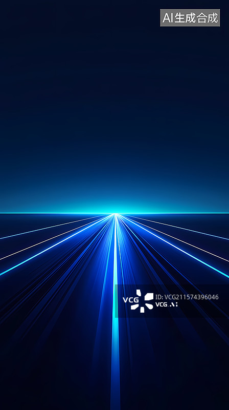 【AI数字艺术】蓝色光束的能量绽放图片素材