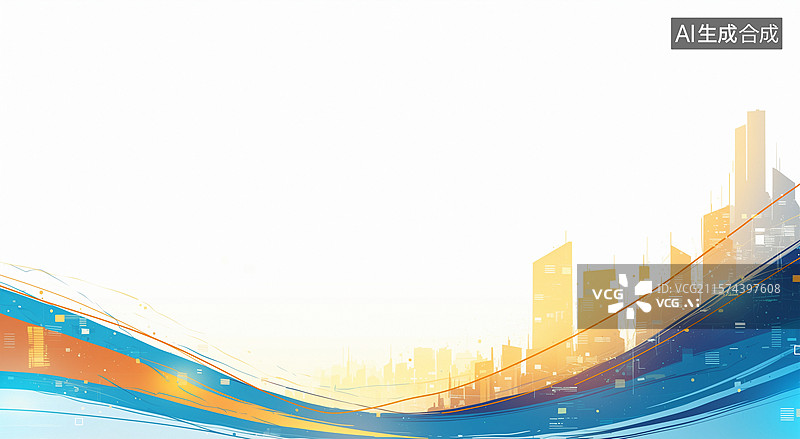 【AI数字艺术】城市浪潮商务概念扁平背景海报图片素材