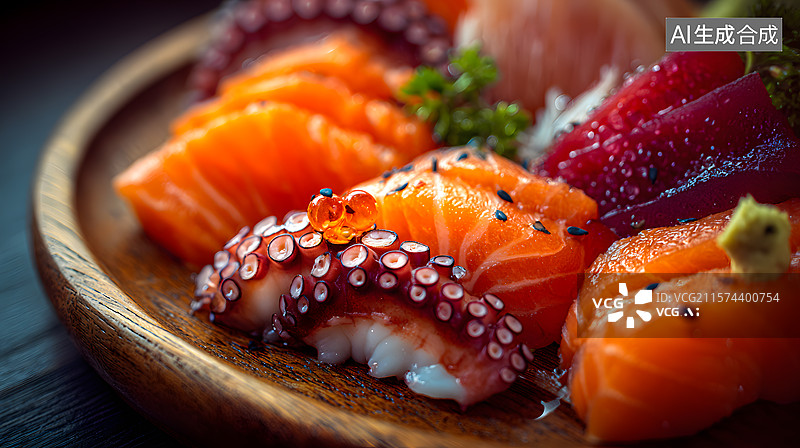 【AI数字艺术】精致日式海鲜刺身拼盘图片素材
