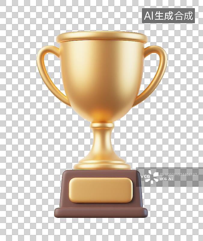 【AI数字艺术】3D金色奖杯图片素材