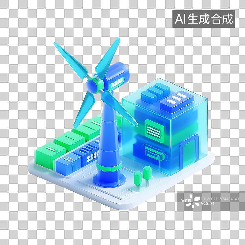 【AI数字艺术】新能源风力发电风车图标环保能源图片素材