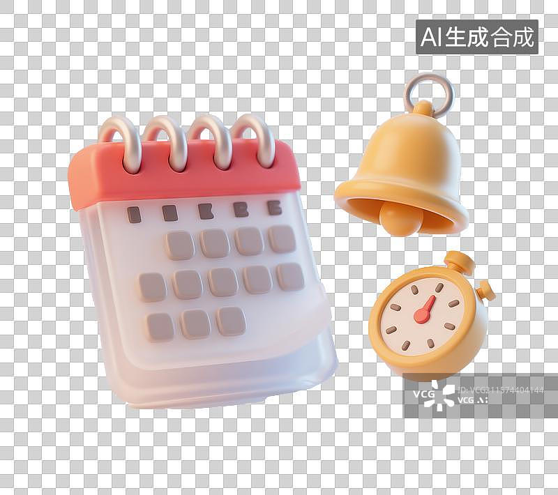 【AI数字艺术】日历、铃铛和计时器图片素材