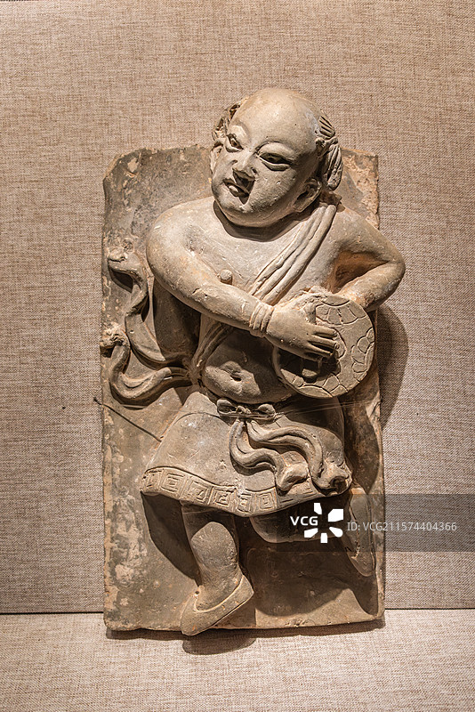 鼓舞雕砖俑，元代，焦作市西冯封村出土，河南博物院图片素材