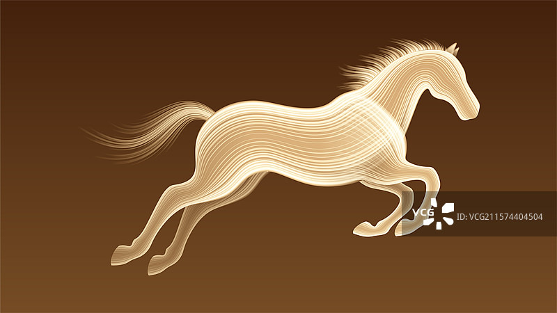 马年金色抽象光线插画图片素材