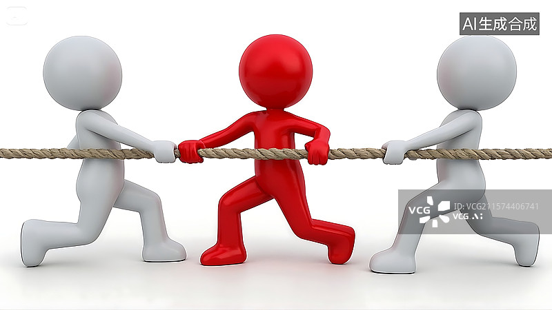 【AI数字艺术】3D3D 小人拔河对决图片素材