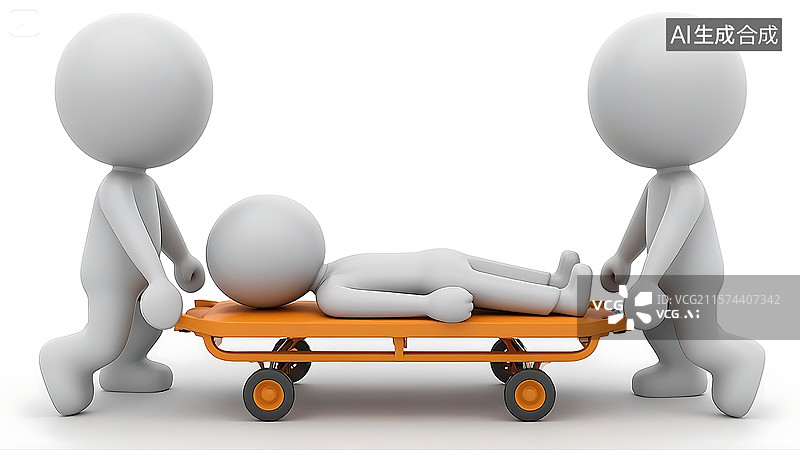 【AI数字艺术】3D 小人急救担架场景图片素材